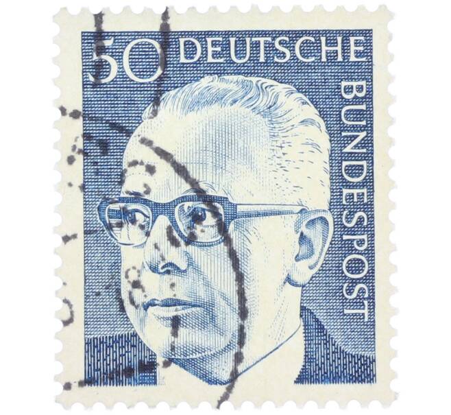 Почтовая марка 50 пфеннигов 1971 года Западная Германия (ФРГ) «Президент Густав Хайнеман» (Артикул: T11-37638) — Фото №1