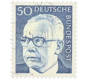 Почтовая марка 50 пфеннигов 1971 года Западная Германия (ФРГ) «Президент Густав Хайнеман» — Фото №1