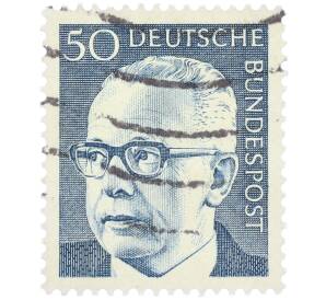 Почтовая марка 50 пфеннигов 1971 года Западная Германия (ФРГ) «Президент Густав Хайнеман» — Фото №1