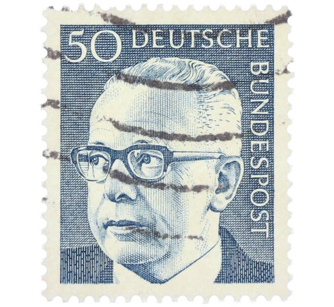 Почтовая марка 50 пфеннигов 1971 года Западная Германия (ФРГ) «Президент Густав Хайнеман» (Артикул: T11-37640) — Фото №1