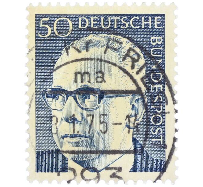 Почтовая марка 50 пфеннигов 1971 года Западная Германия (ФРГ) «Президент Густав Хайнеман» (Артикул: T11-37641) — Фото №1