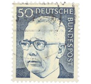 Почтовая марка 50 пфеннигов 1971 года Западная Германия (ФРГ) «Президент Густав Хайнеман» — Фото №1