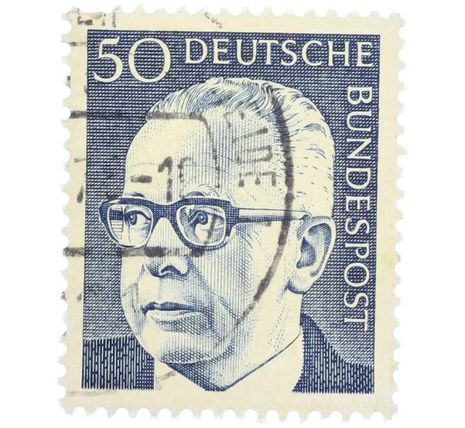 Почтовая марка 50 пфеннигов 1971 года Западная Германия (ФРГ) «Президент Густав Хайнеман» (Артикул: T11-37648) — Фото №1