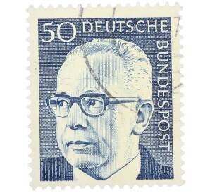 Почтовая марка 50 пфеннигов 1971 года Западная Германия (ФРГ) «Президент Густав Хайнеман» — Фото №1