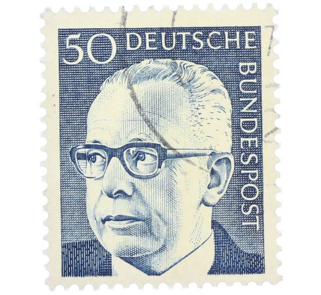 Почтовая марка 50 пфеннигов 1971 года Западная Германия (ФРГ) «Президент Густав Хайнеман» (Артикул: T11-37649) — Фото №1