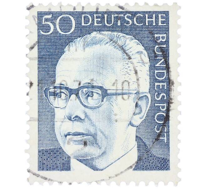 Почтовая марка 50 пфеннигов 1971 года Западная Германия (ФРГ) «Президент Густав Хайнеман» (Артикул: T11-37650) — Фото №1