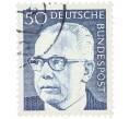 Почтовая марка 50 пфеннигов 1971 года Западная Германия (ФРГ) «Президент Густав Хайнеман» (Артикул: T11-37653) — Фото №1