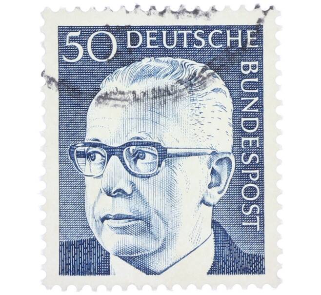 Почтовая марка 50 пфеннигов 1971 года Западная Германия (ФРГ) «Президент Густав Хайнеман» (Артикул: T11-37654) — Фото №1