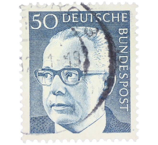 Почтовая марка 50 пфеннигов 1971 года Западная Германия (ФРГ) «Президент Густав Хайнеман» (Артикул: T11-37660) — Фото №1