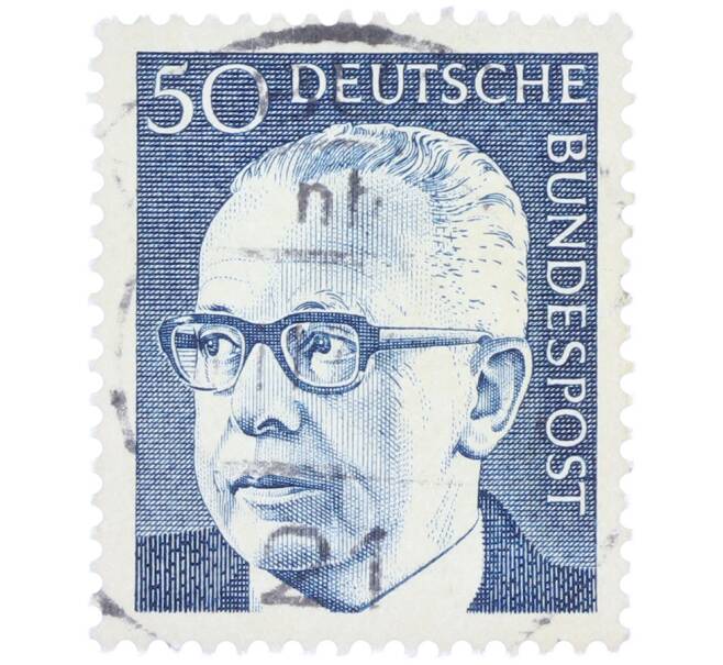 Почтовая марка 50 пфеннигов 1971 года Западная Германия (ФРГ) «Президент Густав Хайнеман» (Артикул: T11-37664) — Фото №1
