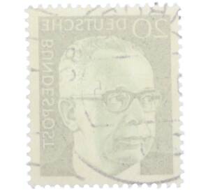 Почтовая марка 20 пфеннигов 1970 года Западная Германия (ФРГ) «Президент Густав Хайнеман» — Фото №2