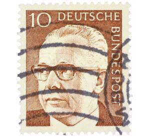 Почтовая марка 10 пфеннигов 1970 года Западная Германия (ФРГ) «Президент Густав Хайнеман»