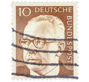 Почтовая марка 10 пфеннигов 1970 года Западная Германия (ФРГ) «Президент Густав Хайнеман»