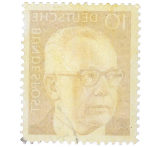 Почтовая марка 10 пфеннигов 1970 года Западная Германия (ФРГ) «Президент Густав Хайнеман» (Артикул: T11-37683) — Фото №2