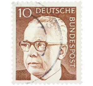 Почтовая марка 10 пфеннигов 1970 года Западная Германия (ФРГ) «Президент Густав Хайнеман»