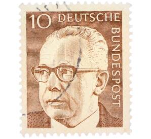 Почтовая марка 10 пфеннигов 1970 года Западная Германия (ФРГ) «Президент Густав Хайнеман»