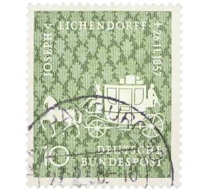 Почтовая марка 10 пфеннигов 1957 года Западная Германия (ФРГ) «Йозеф фон Эйхендорф» — Фото №1