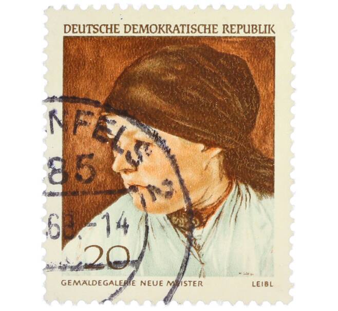 Почтовая марка 20 пфеннигов 1968 года Восточная Германия (ГДР) «Вильгельм Лейбл — Портрет женщины с горной фермы» (Артикул: T11-37703) — Фото №1