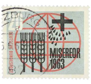 Почтовая марка 20 пфеннигов 1963 года Западная Германия (ФРГ) «Cбор средств для католической организации помощи Misereor» — Фото №1