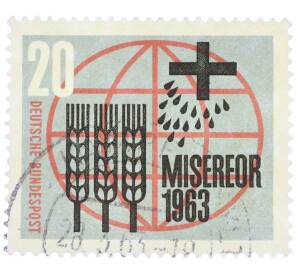 Почтовая марка 20 пфеннигов 1963 года Западная Германия (ФРГ) «Cбор средств для католической организации помощи Misereor» — Фото №1