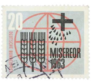 Почтовая марка 20 пфеннигов 1963 года Западная Германия (ФРГ) «Cбор средств для католической организации помощи Misereor» — Фото №1