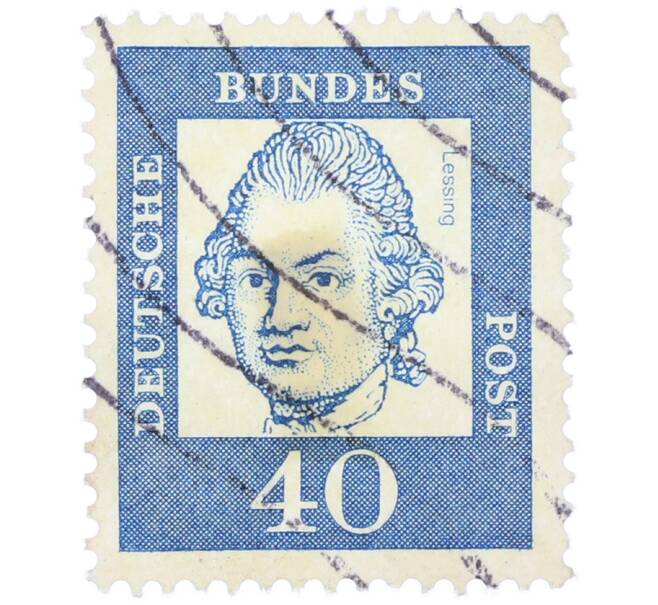 Почтовая марка 40 пфеннигов 1961 года Западная Германия (ФРГ) «Выдающиеся немцы — Готхольд Эфраим Лессинг» (Артикул: T11-37724) — Фото №1