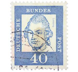 Почтовая марка 40 пфеннигов 1961 года Западная Германия (ФРГ) «Выдающиеся немцы — Готхольд Эфраим Лессинг» — Фото №1