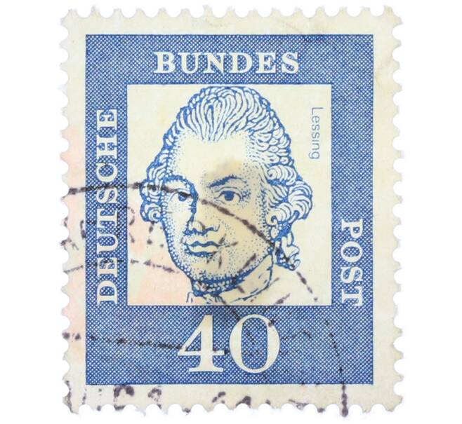 Почтовая марка 40 пфеннигов 1961 года Западная Германия (ФРГ) «Выдающиеся немцы — Готхольд Эфраим Лессинг» (Артикул: T11-37725) — Фото №1