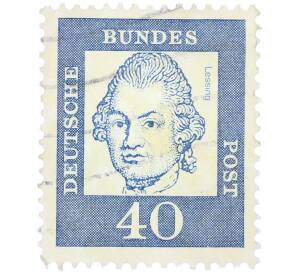 Почтовая марка 40 пфеннигов 1961 года Западная Германия (ФРГ) «Выдающиеся немцы — Готхольд Эфраим Лессинг» — Фото №1