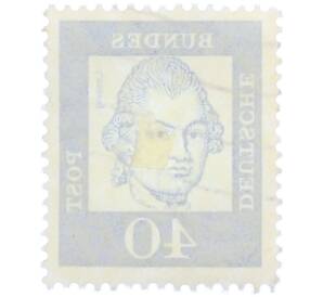 Почтовая марка 40 пфеннигов 1961 года Западная Германия (ФРГ) «Выдающиеся немцы — Готхольд Эфраим Лессинг» — Фото №2