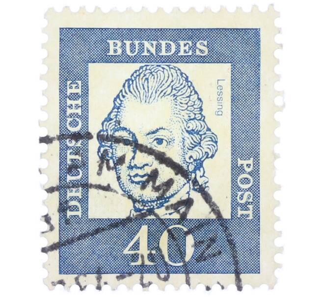 Почтовая марка 40 пфеннигов 1961 года Западная Германия (ФРГ) «Выдающиеся немцы — Готхольд Эфраим Лессинг» (Артикул: T11-37727) — Фото №1