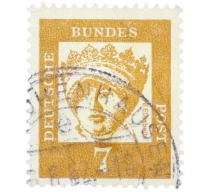 Почтовая марка 7 пфеннигов 1961 года Западная Германия (ФРГ) «Выдающиеся немцы — Елизавета Венгерская» — Фото №1