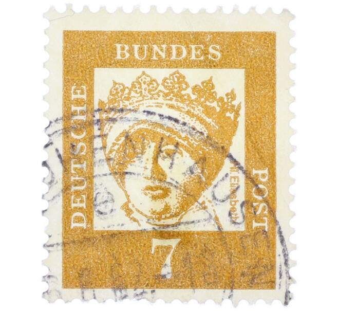 Почтовая марка 7 пфеннигов 1961 года Западная Германия (ФРГ) «Выдающиеся немцы — Елизавета Венгерская» (Артикул: T11-37730) — Фото №1