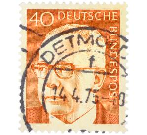 Почтовая марка 40 пфеннигов 1971 года Западная Германия (ФРГ) «Президент Густав Хайнеман» — Фото №1