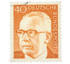 Почтовая марка 40 пфеннигов 1971 года Западная Германия (ФРГ) «Президент Густав Хайнеман» — Фото №1