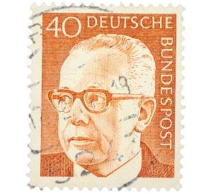 Почтовая марка 40 пфеннигов 1971 года Западная Германия (ФРГ) «Президент Густав Хайнеман» — Фото №1