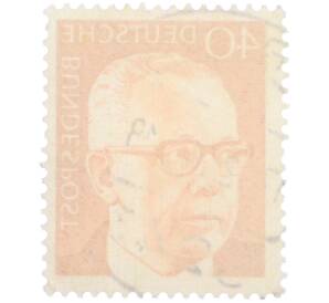 Почтовая марка 40 пфеннигов 1971 года Западная Германия (ФРГ) «Президент Густав Хайнеман» — Фото №2