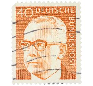 Почтовая марка 40 пфеннигов 1971 года Западная Германия (ФРГ) «Президент Густав Хайнеман» — Фото №1