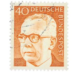 Почтовая марка 40 пфеннигов 1971 года Западная Германия (ФРГ) «Президент Густав Хайнеман» — Фото №1