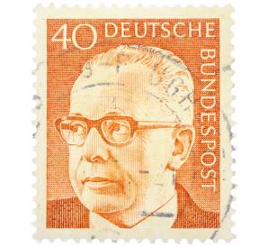 Почтовая марка 40 пфеннигов 1971 года Западная Германия (ФРГ) «Президент Густав Хайнеман» — Фото №1