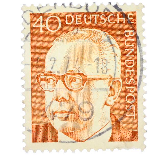 Почтовая марка 40 пфеннигов 1971 года Западная Германия (ФРГ) «Президент Густав Хайнеман» (Артикул: T11-37758) — Фото №1