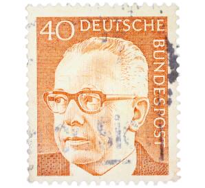 Почтовая марка 40 пфеннигов 1971 года Западная Германия (ФРГ) «Президент Густав Хайнеман» — Фото №1