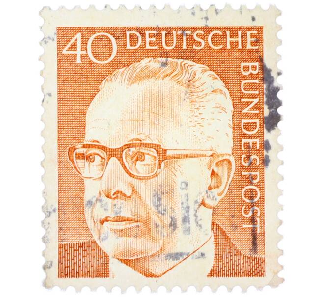 Почтовая марка 40 пфеннигов 1971 года Западная Германия (ФРГ) «Президент Густав Хайнеман» (Артикул: T11-37760) — Фото №1