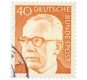 Почтовая марка 40 пфеннигов 1971 года Западная Германия (ФРГ) «Президент Густав Хайнеман» — Фото №1