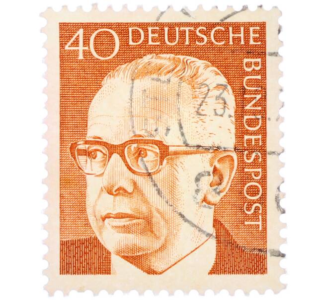 Почтовая марка 40 пфеннигов 1971 года Западная Германия (ФРГ) «Президент Густав Хайнеман» (Артикул: T11-37762) — Фото №1