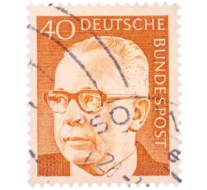 Почтовая марка 40 пфеннигов 1971 года Западная Германия (ФРГ) «Президент Густав Хайнеман» — Фото №1