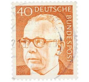 Почтовая марка 40 пфеннигов 1971 года Западная Германия (ФРГ) «Президент Густав Хайнеман» — Фото №1