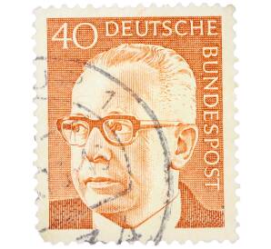 Почтовая марка 40 пфеннигов 1971 года Западная Германия (ФРГ) «Президент Густав Хайнеман» — Фото №1