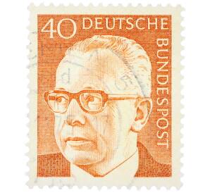 Почтовая марка 40 пфеннигов 1971 года Западная Германия (ФРГ) «Президент Густав Хайнеман» — Фото №1