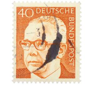 Почтовая марка 40 пфеннигов 1971 года Западная Германия (ФРГ) «Президент Густав Хайнеман» — Фото №1